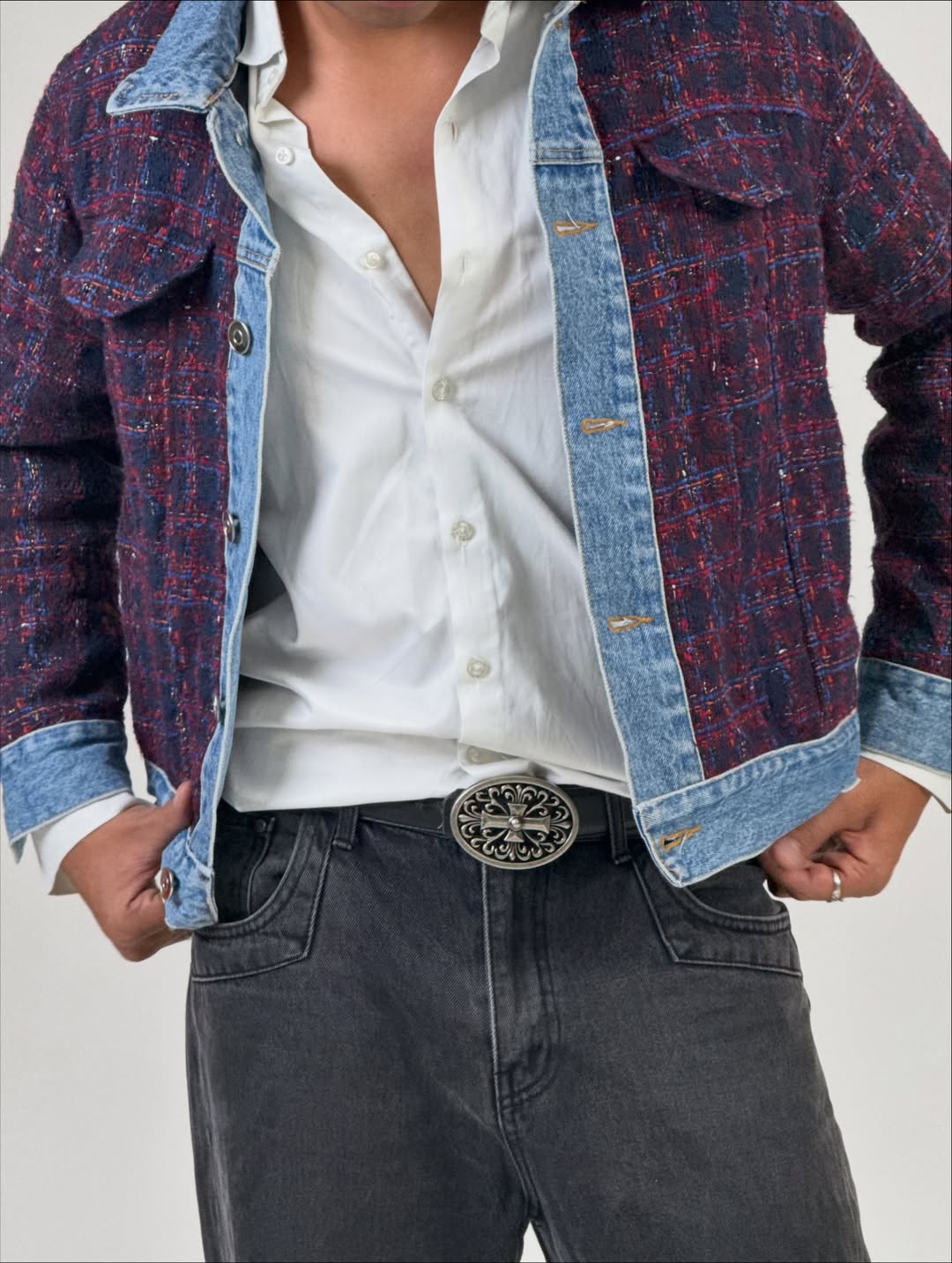 denim tweed hybrid jacket denim tweed hybrid jacket