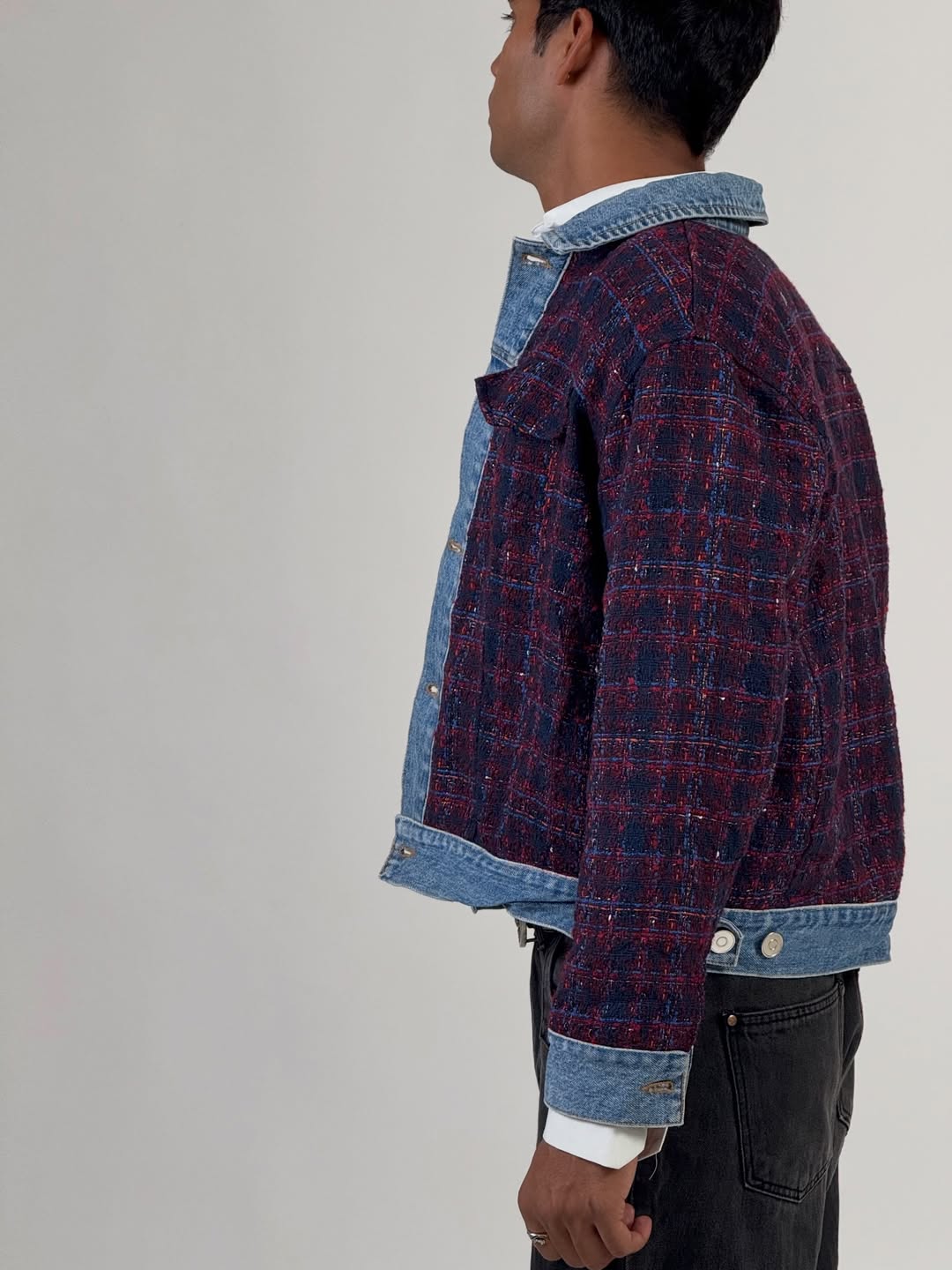 denim tweed hybrid jacket denim tweed hybrid jacket