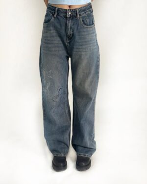 fading koi fish custom jeans (baggy fit)