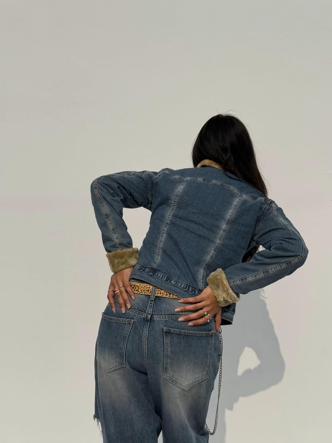 sherpa lined denim jacket (faux shearling collar)